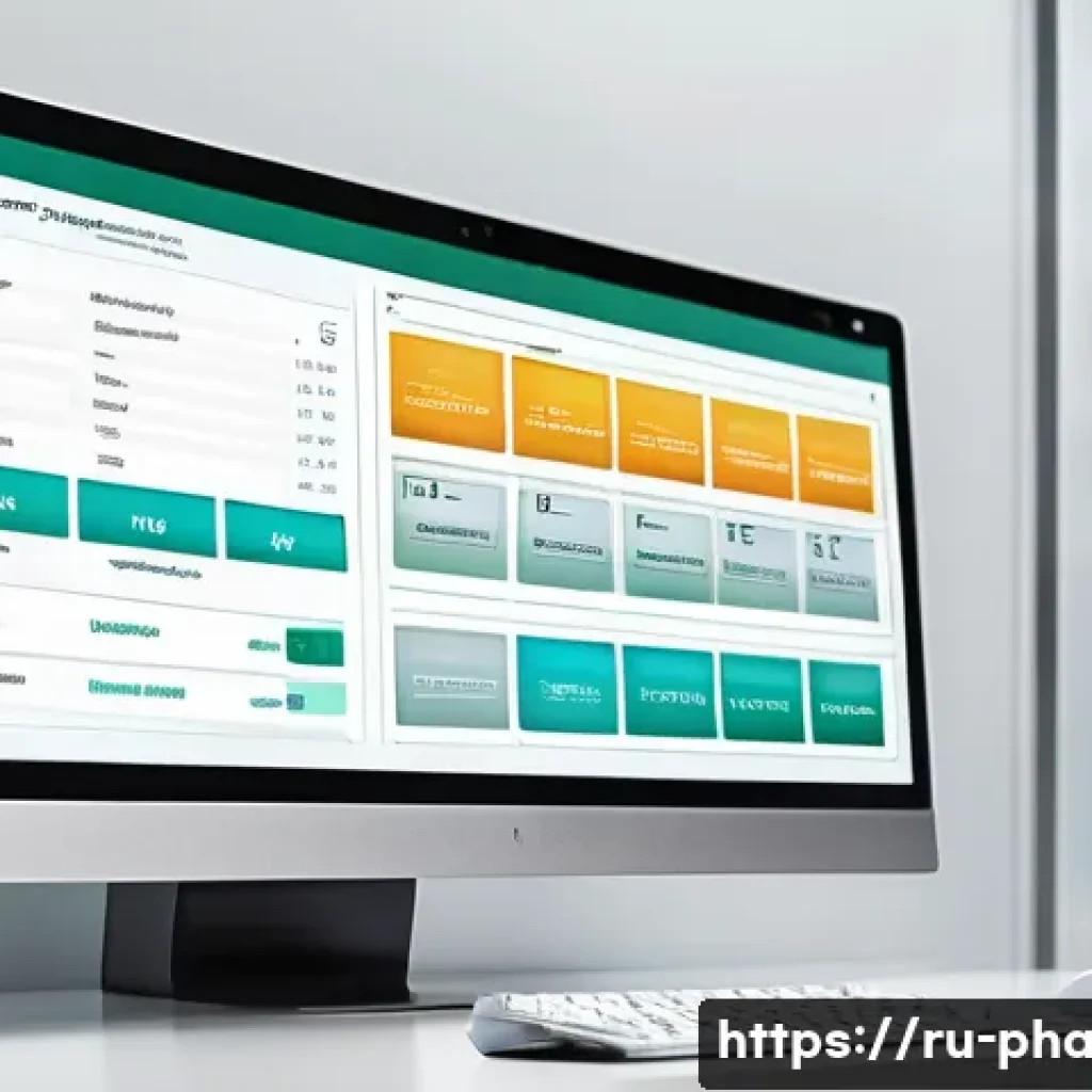 약사 약물 정보 데이터베이스 구축법 - A modern pharmacy database interface displayed on a sleek desktop monitor, showing detailed drug inf...